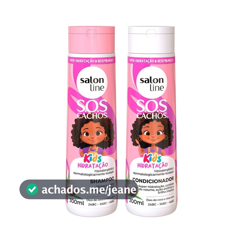 Kit Shampoo e Condicionador SOS Cachos Kids Hidratação Salon Line