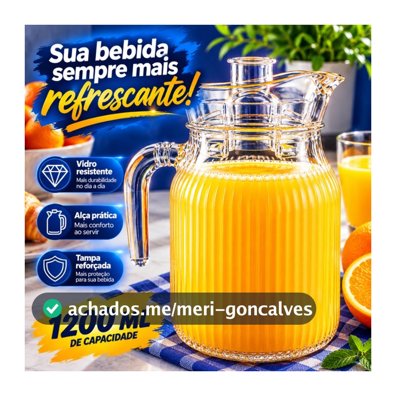 Jarra De Vidro Com Alça Cozinha 1200 ML