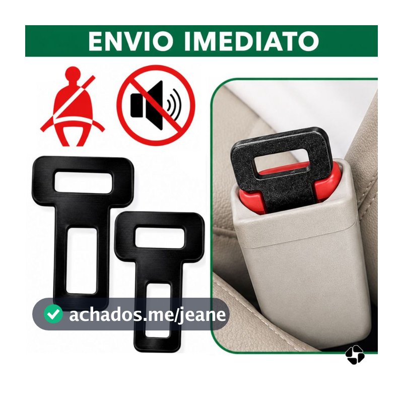 KIT 2 Fivela Lingueta Clip Cinto Segurança Carro Universal Anti Alarme Sonoro