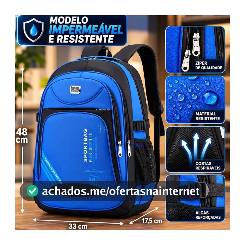 Mochila Bolsa Grande Executiva Impermeavel Para Notebook Trabalho Faculdade Reforçada