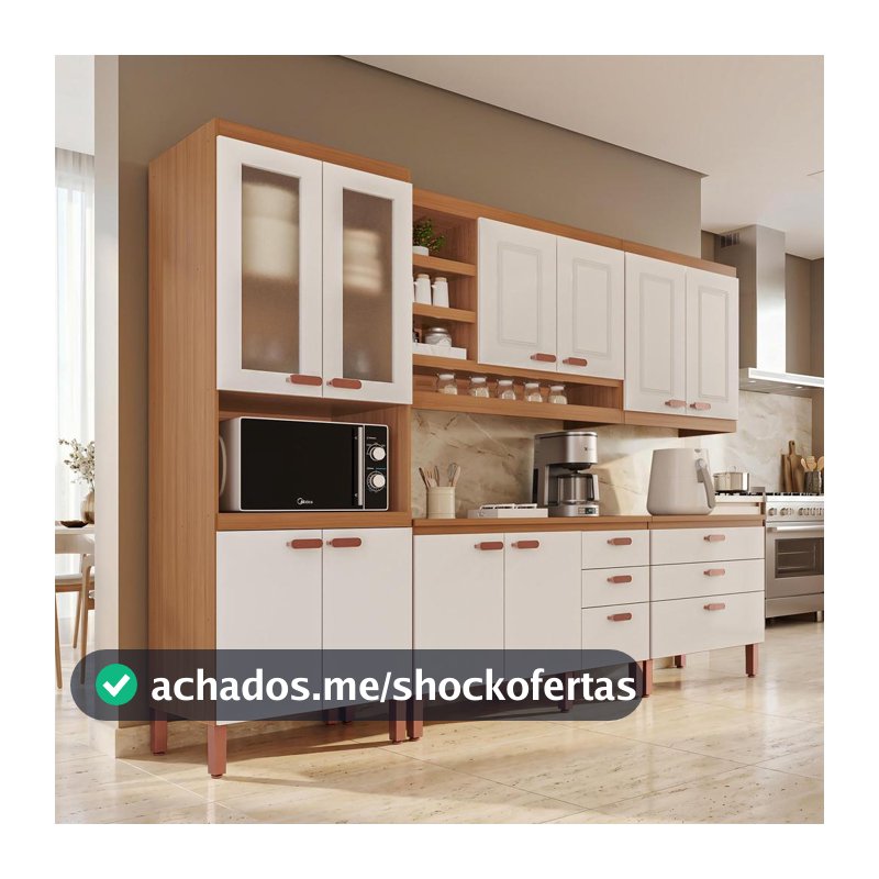 Cozinha Modulada Completa Móveis Home 100% MDF 10 Portas e 6 Gavetas
