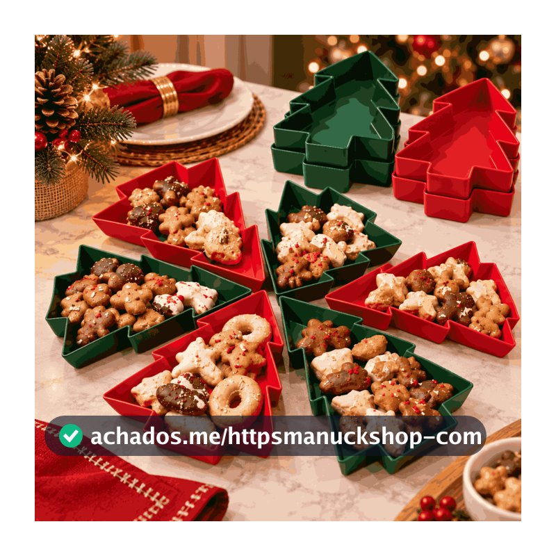 Kit 6 Tigelas Árvore de Natal 6 Peças Empilháveis Para Doces Petiscos Mesa Posta Ceia e Decoração Natalina