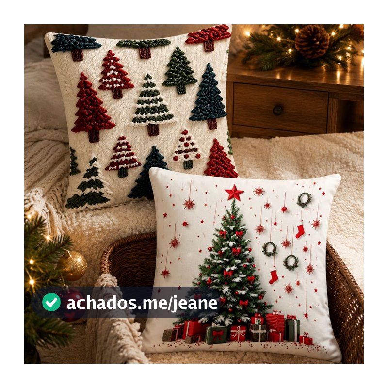 1/2 Pçs Capa De Almofada De Natal , Fronha Plana De Árvore 2D De 45x45cm , Travesseiro Decorativo De Férias Não Bordado