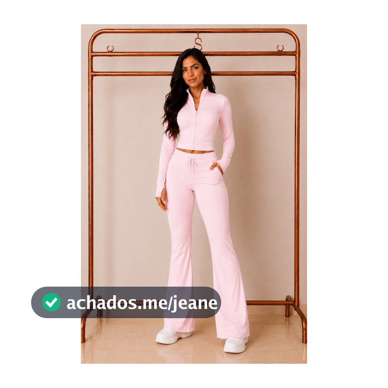 Conjunto Feminino Fitness Jaqueta Zíper Manga Longa com Dedal e Calça Flare Academia Treino