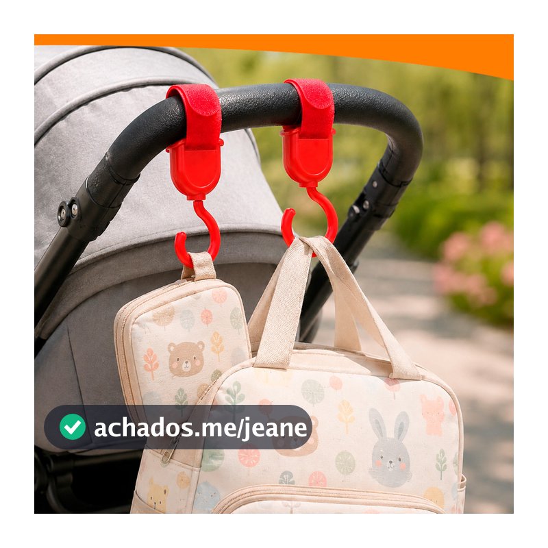 Kit 2 Ganchos Para Carrinho De Bebê Organizador Ajustável Plástico Bolsas Fraldas Viagem Essencial