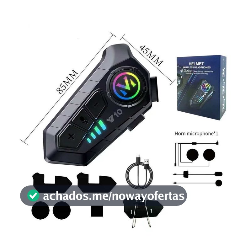 Fone de Ouvido de Capacete Moto Bluetrooth Controle De Voz 2-in-1 microphone