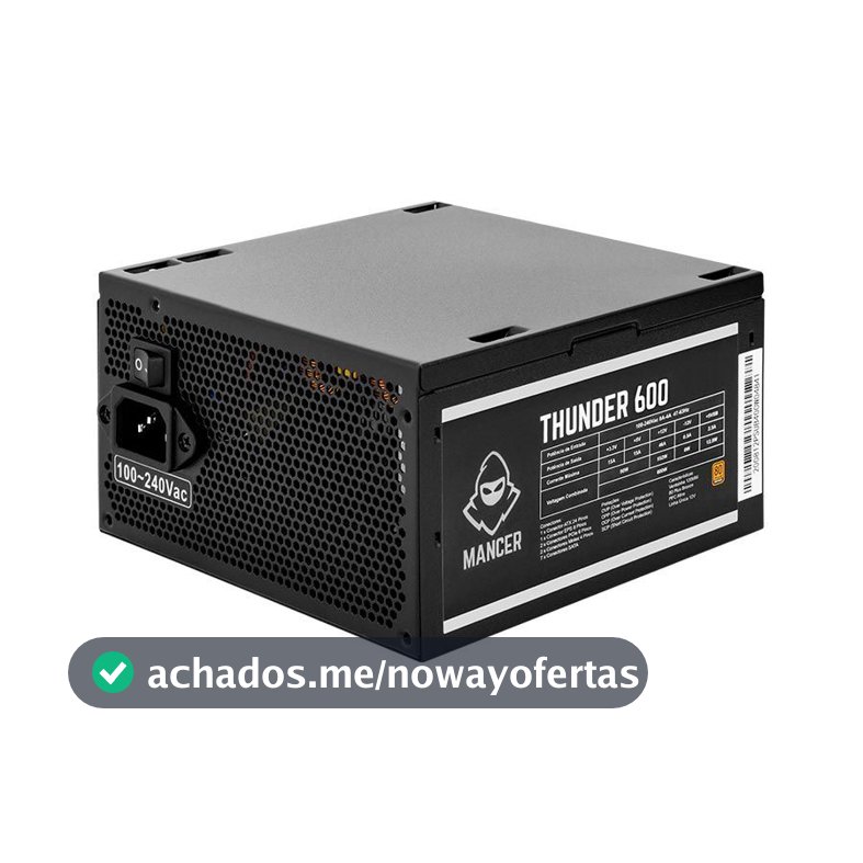 Fonte Mancer Thunder 600W 80 Plus Bronze, MCR-THR600-BL01