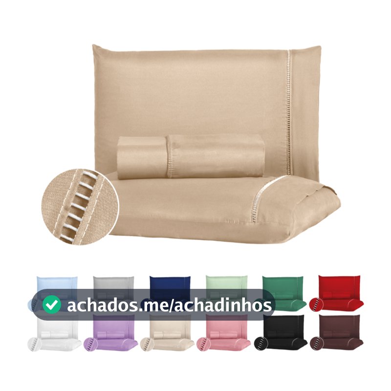 Jogo De Lençol Solteiro Casal Queen 400 fios 3 Peças Micro Percal Toque Macio