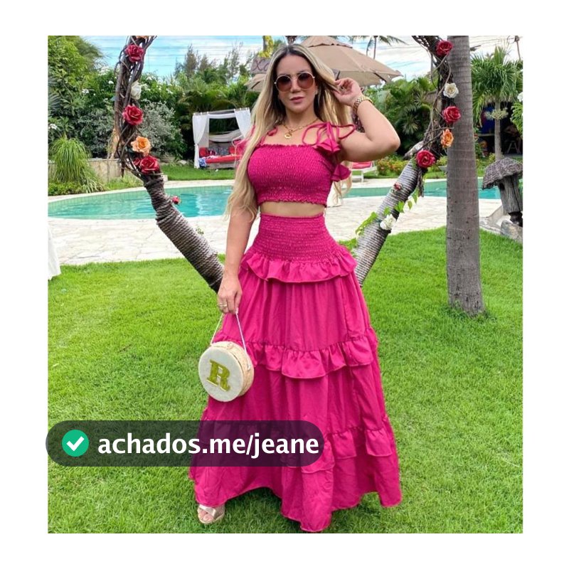 Conjunto Saia Longa e Cropped Plus Size e Slim
