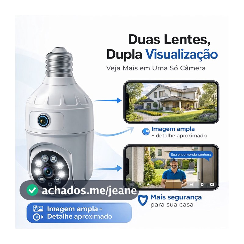 Kit 2 Câmera Lâmpada Giratória Lente Dupla Wi-fi Prova D'água