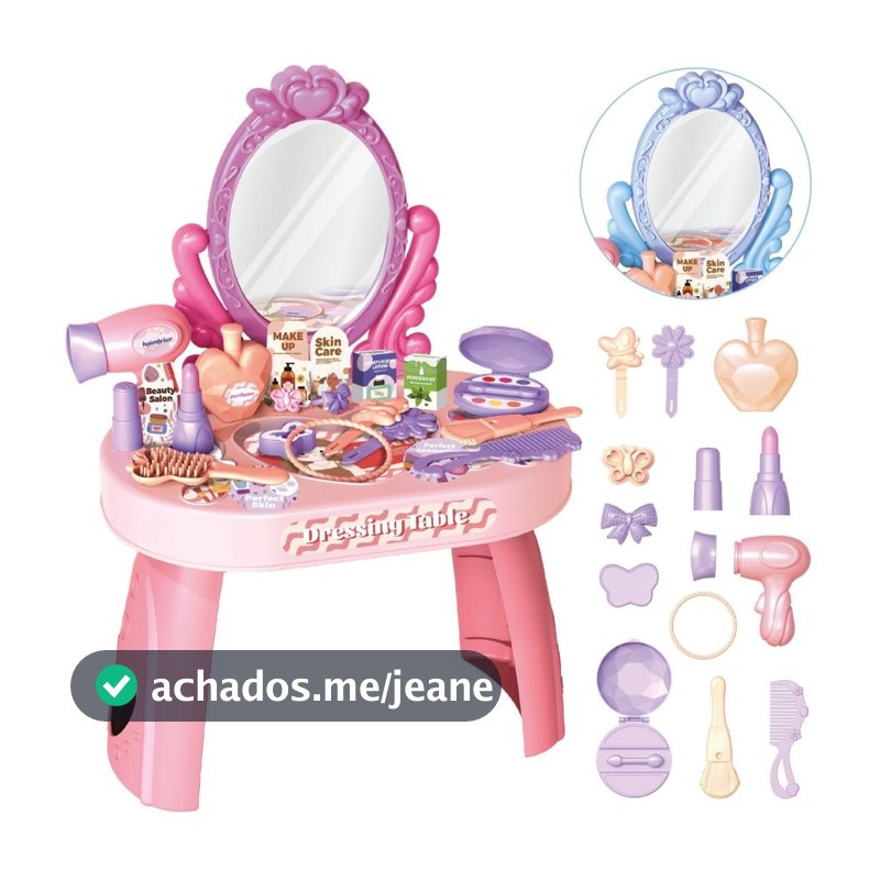 Penteadeira Infantil Princesa com Acessórios Menina Maquiagem Faz de Conta