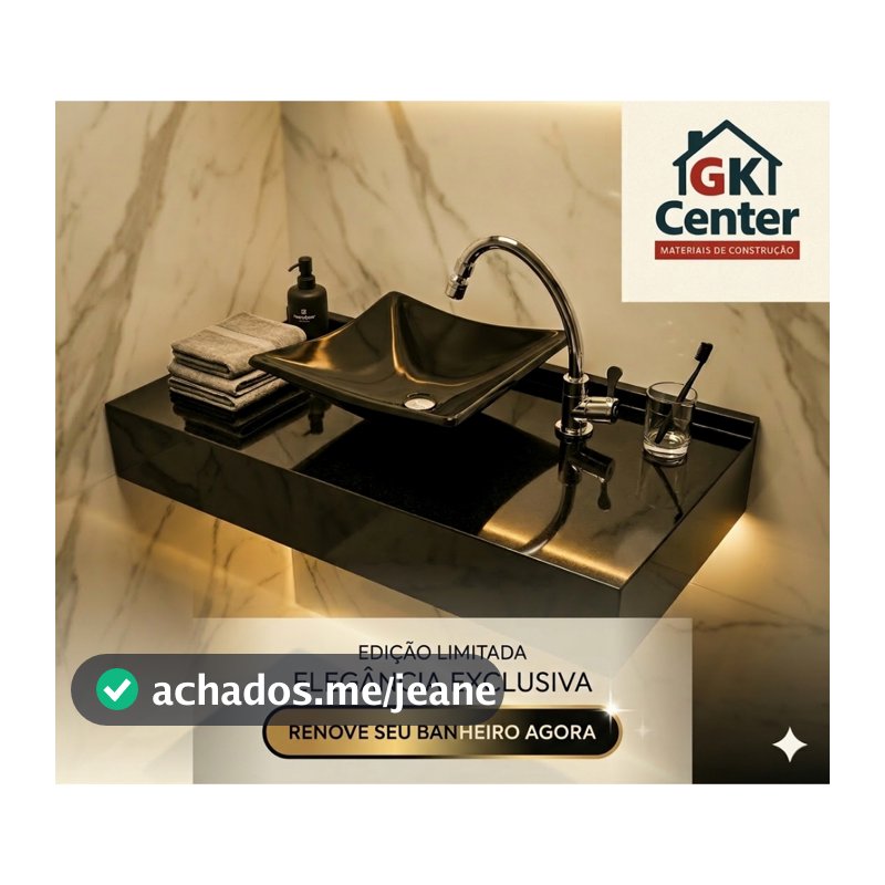 Pia de Banheiro com Bancada Preta Mármore Sintético/ Mármore Sintético / lavabo / Lavatorio / Cuba