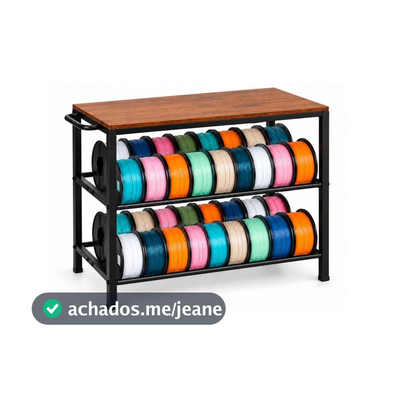 Rack Organizador com Rodinhas para 36 Filamentos 3D | Tampo para Impressora 3D | 2 Andares | Multfila