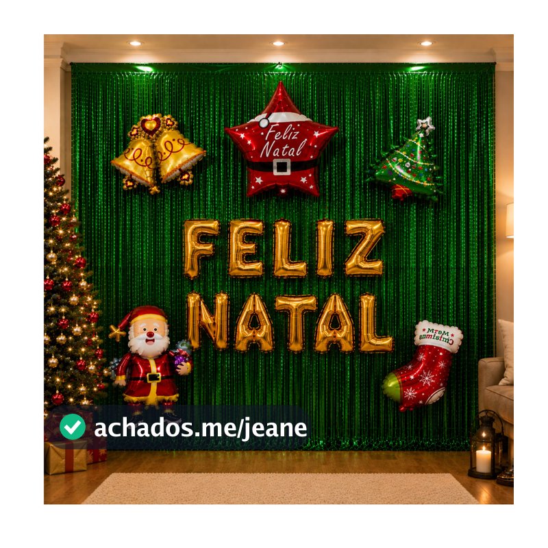 Kit Decoração Natal Festa Natalina Papai Noel Feliz Natal Balões Enfeites Cortina Metalizada Natalino