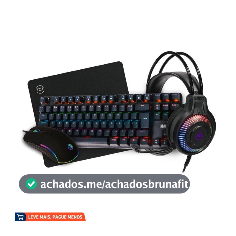 Combo Gamer, 4x1, Headset Mancer Twilight S + Mouse Gamer TGT GM75 + Teclado Mancer SHM3 + Mousepad TGT