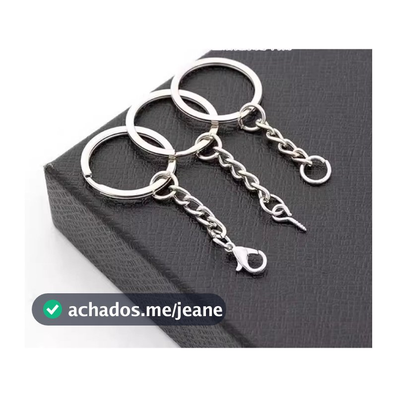 Chaveiro 30/50/100/150 peças (com corrente) + elo + Pitão + lagosta - 25 mm prata / ouro