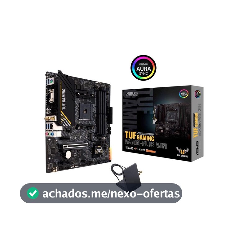 Placa Mãe ASUS TUF GAMING A520M-PLUS WIFI AMD AM4 RGB mATX DDR4 Preto - 90MB17F0-M0EAY0