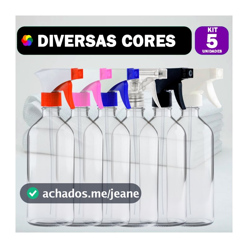 5 Borrifador 500ml com Gatilho - Pulverizador para Limpeza, Jardim e Uso Doméstico e Geral