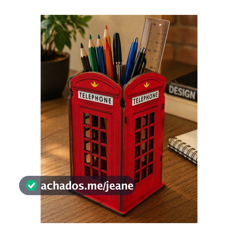 Porta Treco Organizador De Mesa Escritório Cabine Telefonica PROMOÇÃO