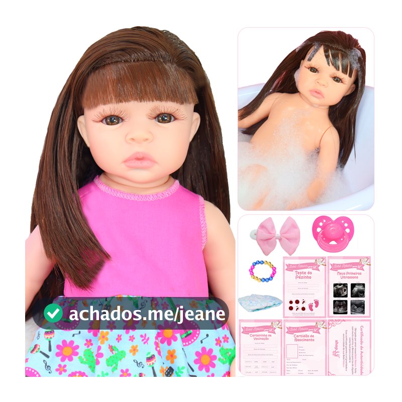 Boneca Bebê Reborn Princesa Menina Realista Pode Dar Banho Silicone Com Vestidinho Vários Acessórios