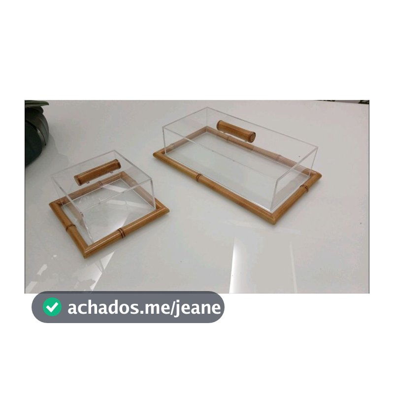 kit com 2  pratos de frios de bambu com tampa de acrílico