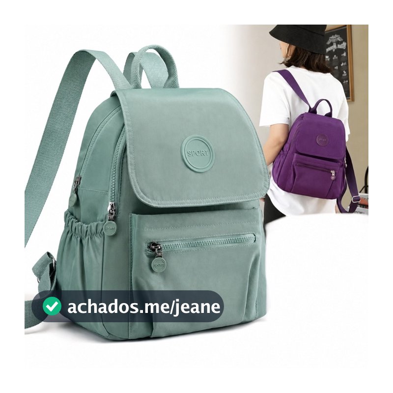 Mochila feminina nylon impermeável média casual 61506