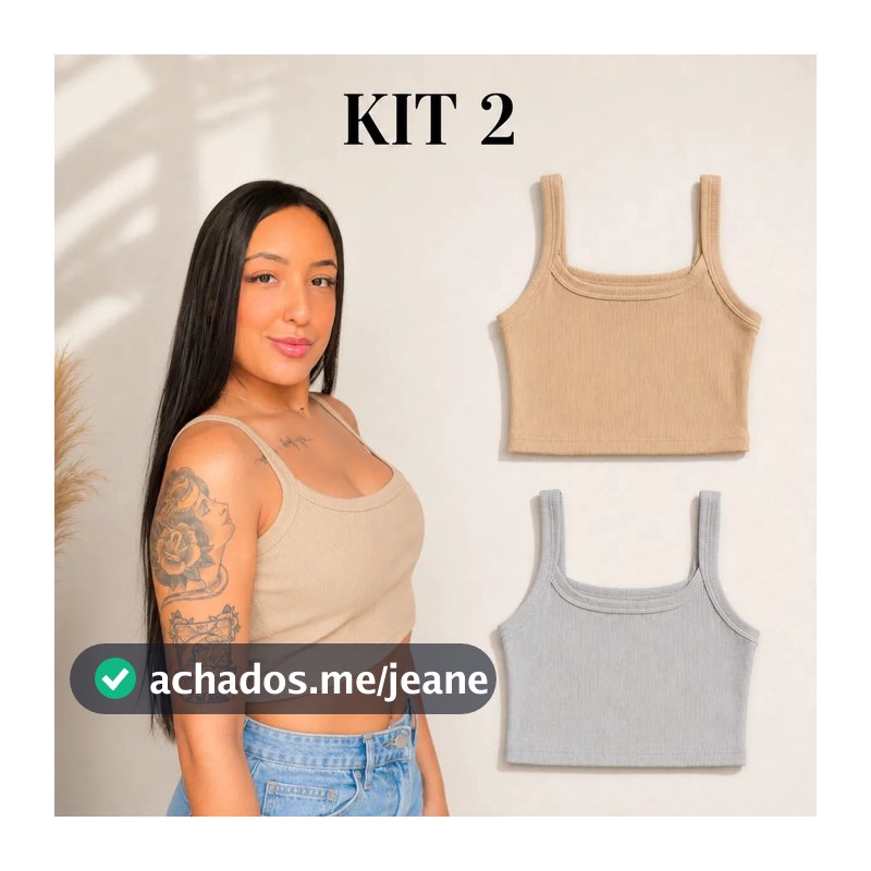 Kit 2 Regata Top/cropped Femenina Canelada Forrada Basic Mod