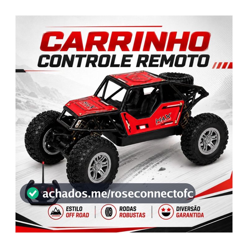 Carrinho Carro de Controle Remoto Off-Road Estrutura Reforçada Jeep 4x4 Recarregável Brinquedo