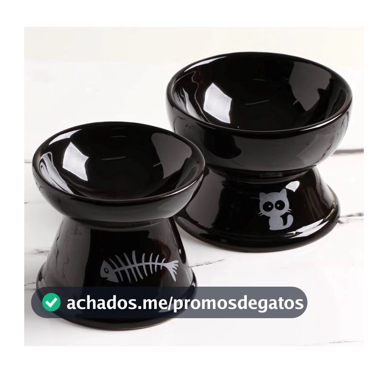 Kit 2 Comedouro Cerâmica Elevado Gatos em Luxo Comedouro Bebedouro Cerâmica Higiênico Pet Cachorros