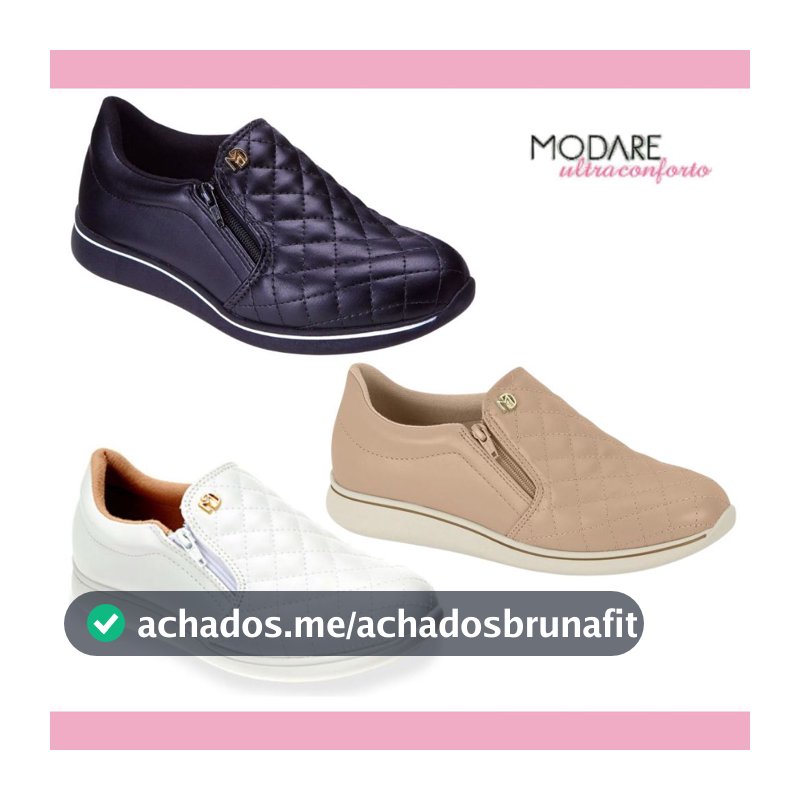Tênis Modare Feminino Confortavel Idosa Leve Antiderrapante Palmilha Macia Zíper Original
