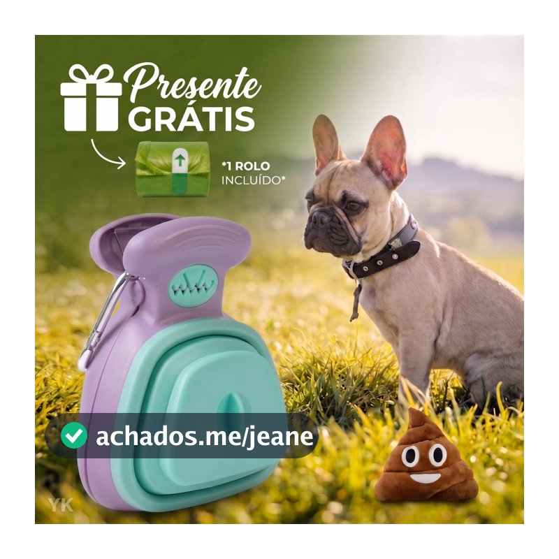 Pá Cata Caca Coco Cachorro Gato Pet Coletor De Fezes Dobrável Higiênico Com Dispenser + Saco