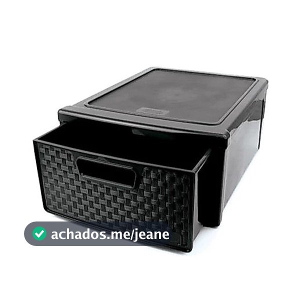 OFERTA Gaveteiro Modular Rattan Decoração Porta Calçado Empilhável Preto Nitron