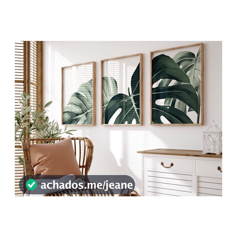 Quadro Decorativo Folhas Tropical Botânico minimalista , decoração casa Quadro