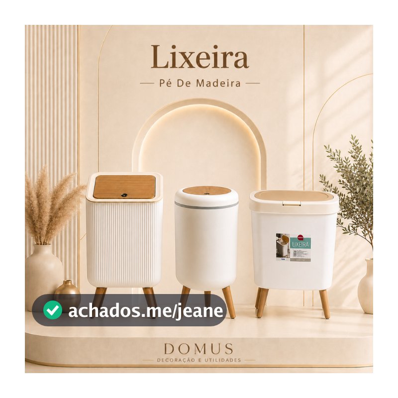 Lixeira Pé de Madeira Com Tampa Click de Pressão Tipo Moderna Chic Penteadeira/Escritório/Banheiro