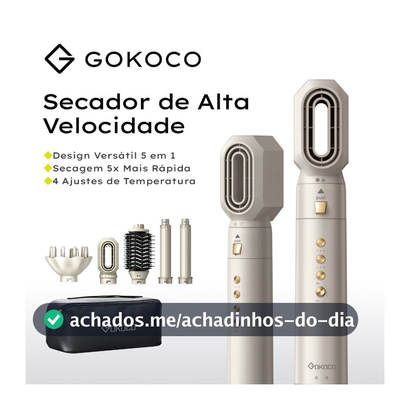 GOKOCO Escova Secadora 5 Em 1 Conjunto De Secador De Cabelo Multifuncional De Alta Velocidade Dupla voltagem 110V-240V