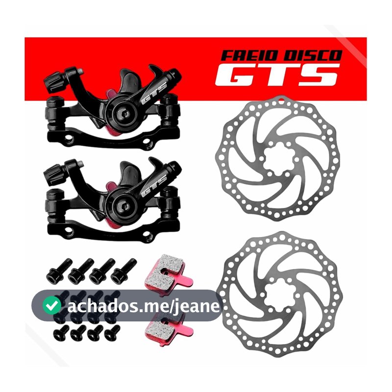Kit Freio A Disco Mecânico Conjunto Completo (Par) Pinça e Disco Rotor Gts