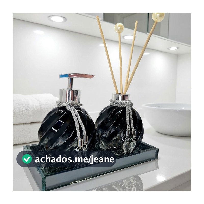 Kit Lavabo Completo 3 Peças Vidro 300ml Com Bandeja | Luxo Decoração Banheiro Casa Nova Oferta