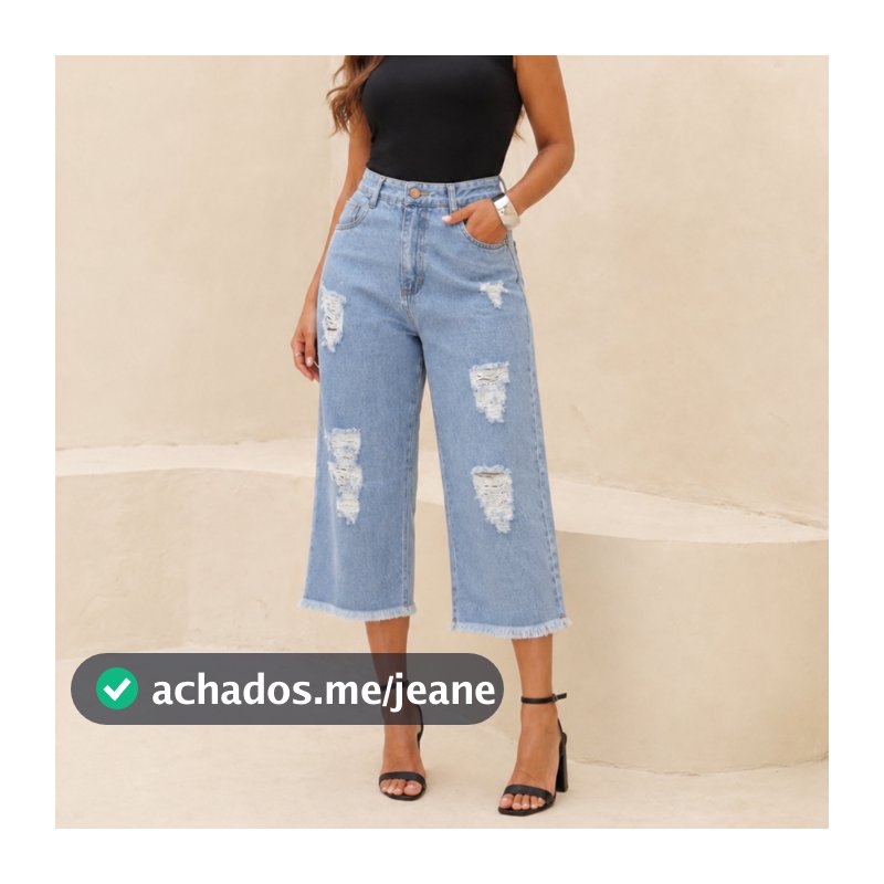 Calça Feminina Pantacourt/Pantalona cós alto jeans Curta Tecido Grosso 100% Algodão