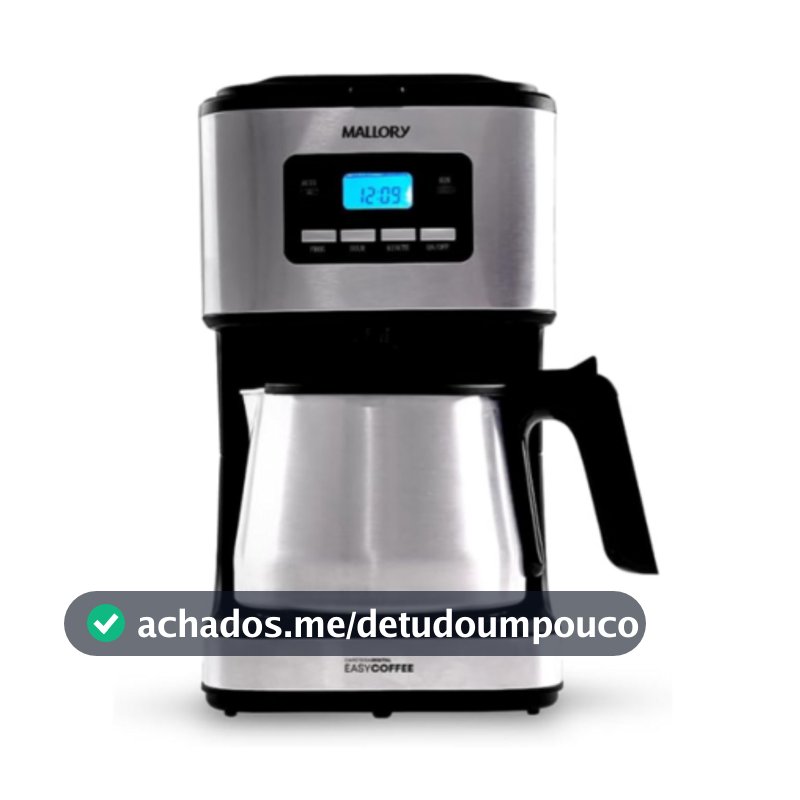 Cafeteira Elétrica Programavel Mallory 1,5 Litros Easy Coffee Preto e Inox - 220V