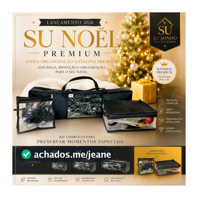 SU NOËL PREMIUM ✨ Kit Organizador de Natal Completo | Bolsa Bag para Árvore + Organizadores Premium