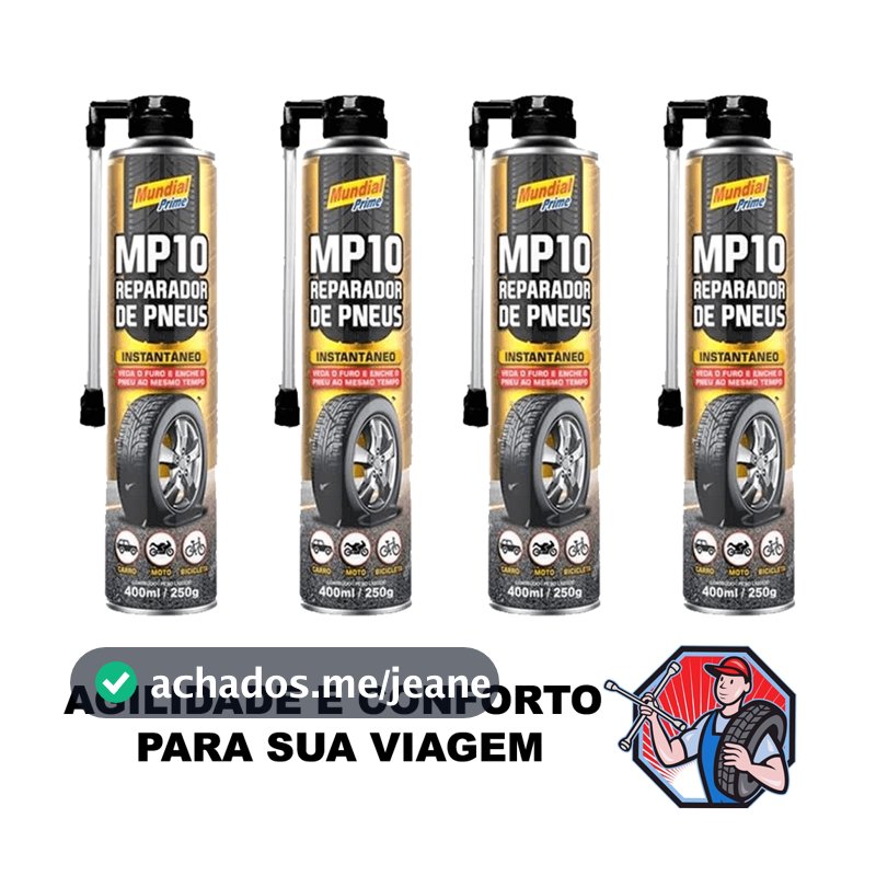 SPRAY QUE VEDA PNEU 4 UNIDADES REPARO RÁPIDO DE PNEUS