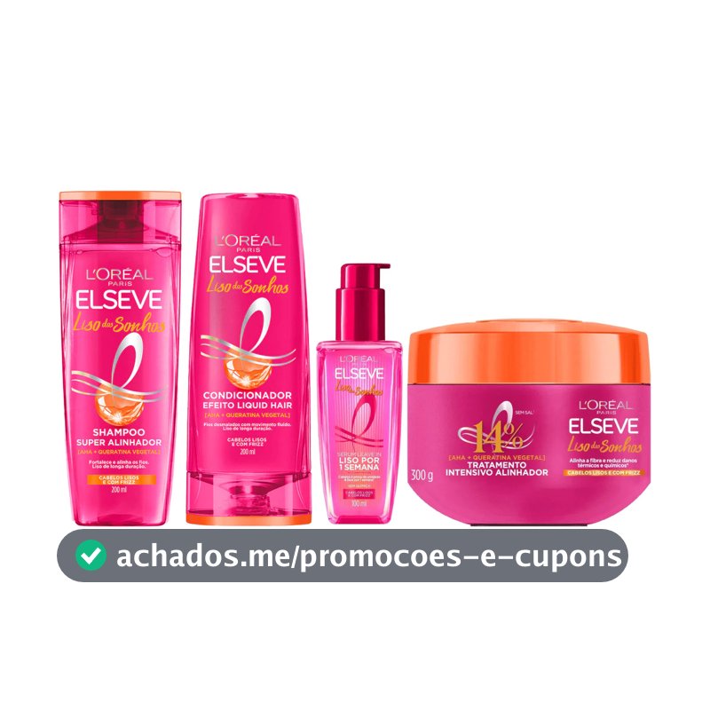 KIT ELSEVE SH + COND + SÉRUM + MÁSC LISO DOS SONHOS 4 ITENS