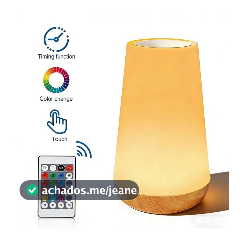 Luz Noturna De Controle Remoto Com Toque De Recarregável Luminária de 13 cores