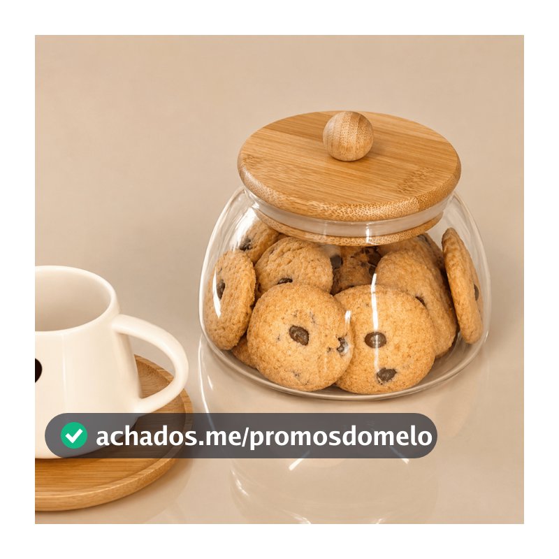 Pote de Vidro com Tampa Bambu BOLINHA TRANSPARENTE 450ML Vidro Hermético Porta Mantimentos