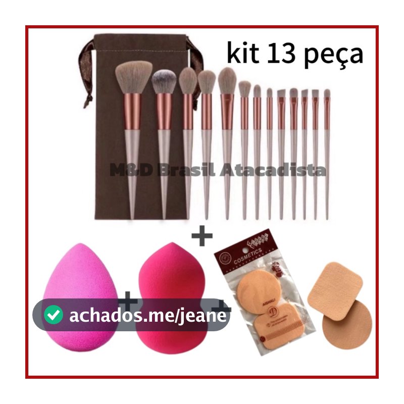 Kit de Pincel 13 + 2 Esponjas + 1 Kit esponja de Pó aleatório