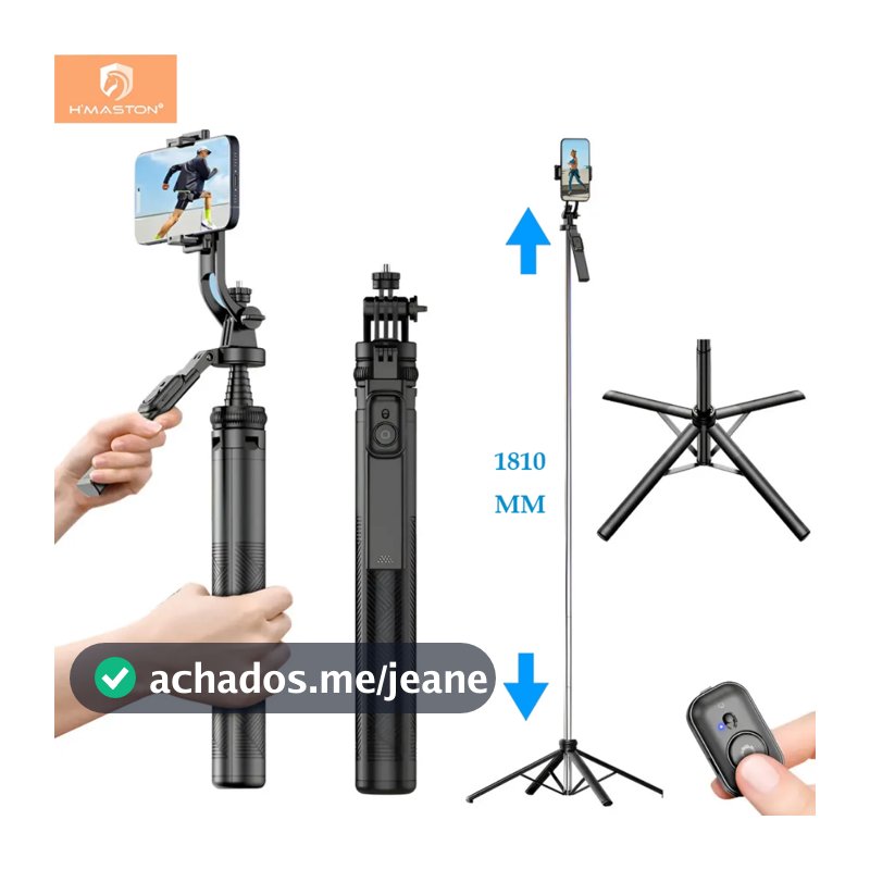 H'maston Bastão Tripé Pau De Selfie Para Celular Com Controle 180 Cm