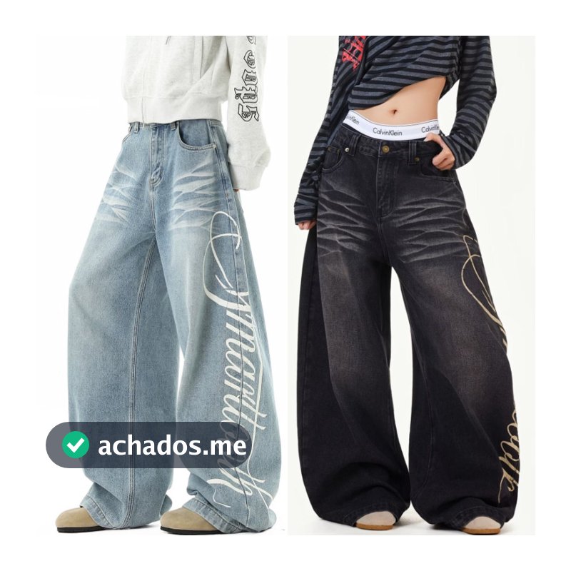 Calça Jeans retrô americana masculina solta Casual reta calça larga feminina