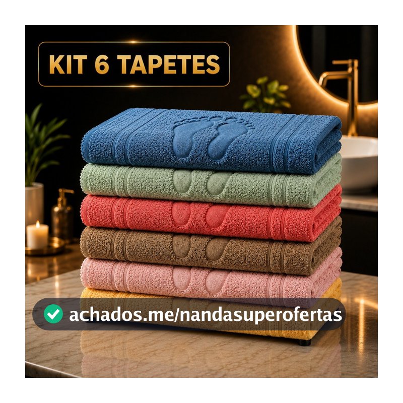 Kit com 3 ou 6 Tapete Piso Premium Toalhinha Para Banheiro Pezinho