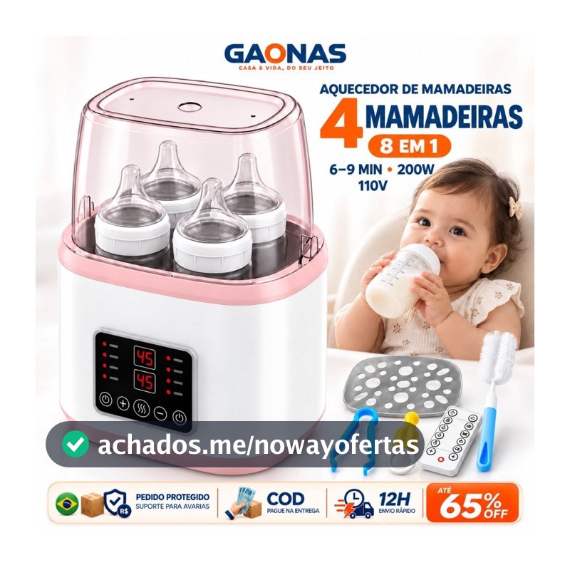 GN-Aquecedor e Esterilizador de Mamadeiras 8 em 1 Dupl110V 200W com Controle Remoto para Leite Materno Papinha e Bebê