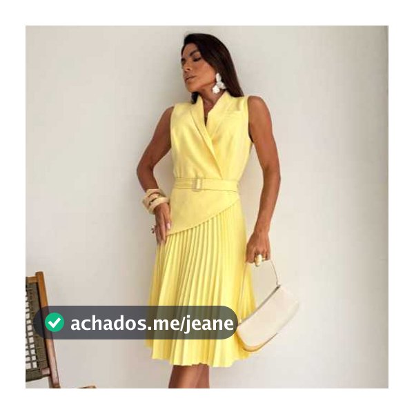 Vestido Midi plissado feminino Gola Blazer Transpassado  acompanha cinto com fivela dourado no alfaiataria premium